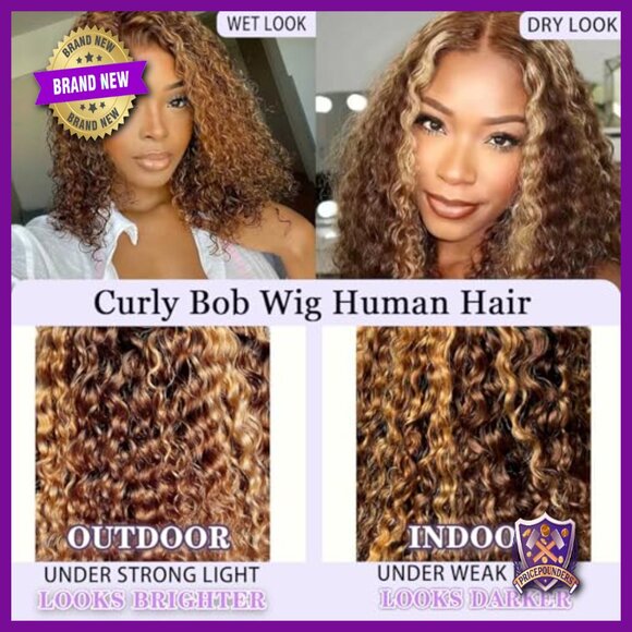 13x4 HD Lace Front Wig Human Hair Deep Wave Bob Pre Plucked 12 Inch main image 4
